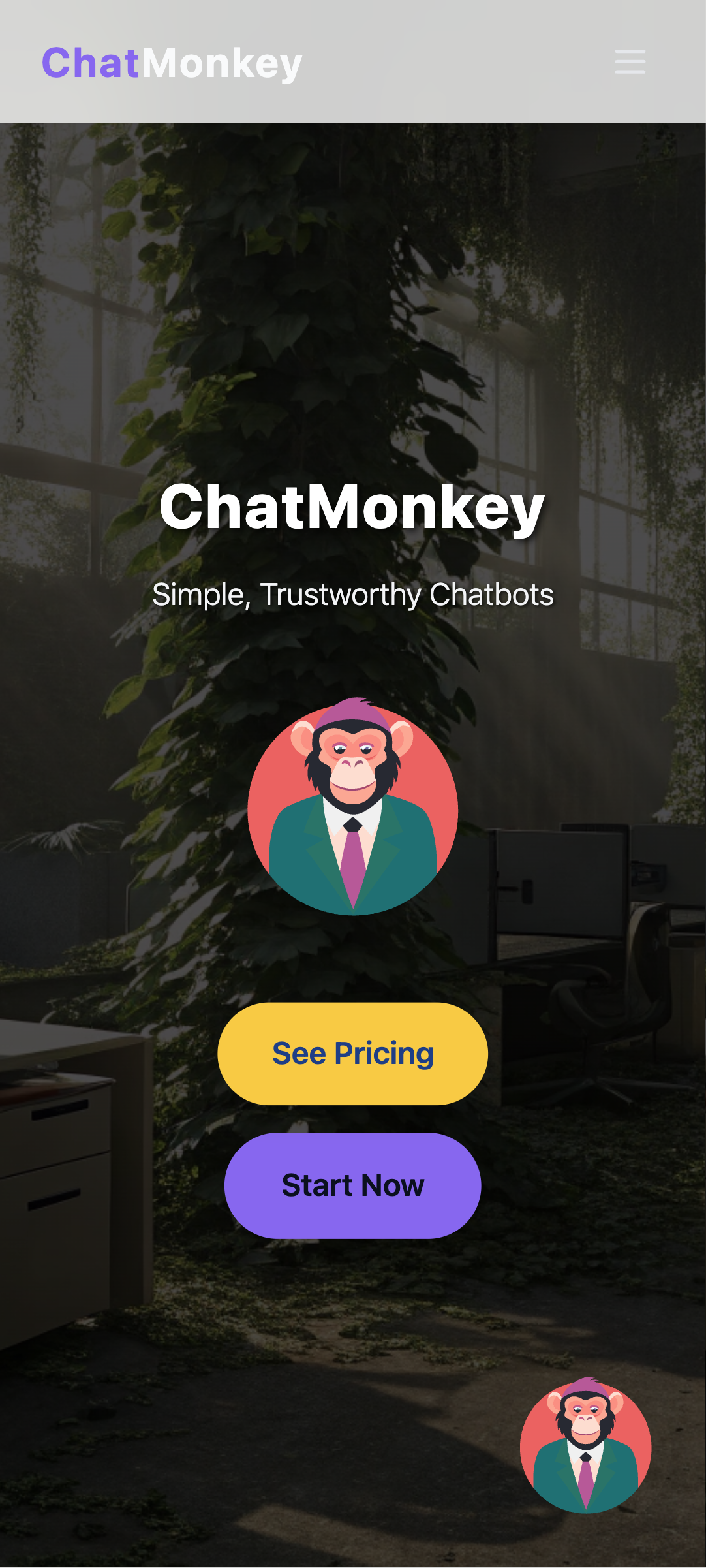 ChatMonkey full stack architecture dashboard (Dark Mode)