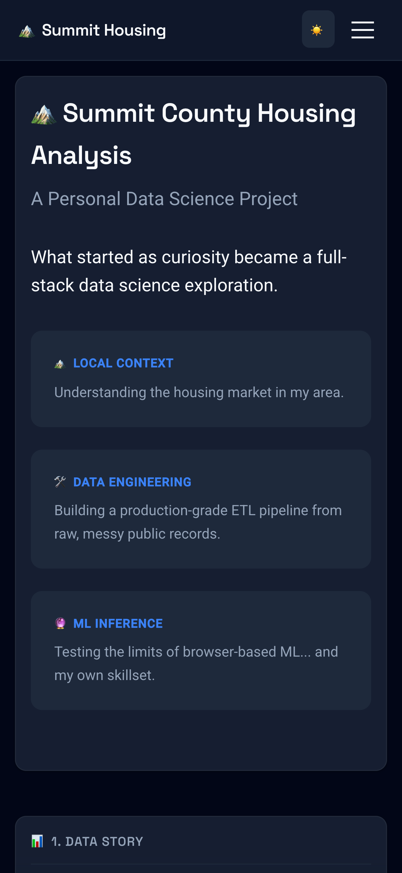 Summit Housing Analytics React Native App (Dark Mode)